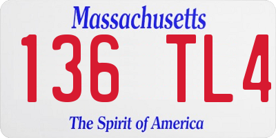 MA license plate 136TL4
