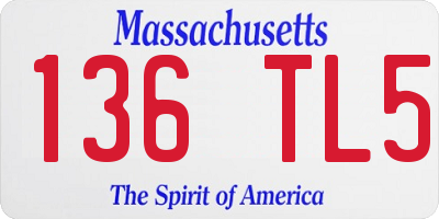 MA license plate 136TL5