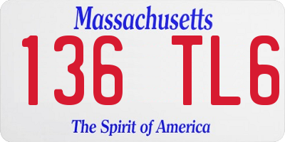 MA license plate 136TL6