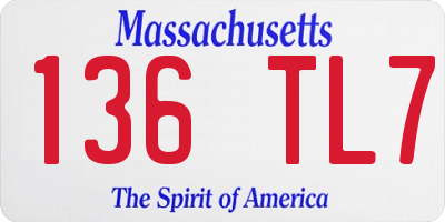 MA license plate 136TL7