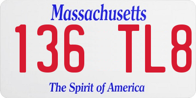 MA license plate 136TL8
