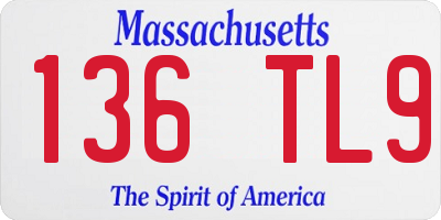 MA license plate 136TL9