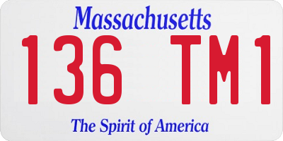 MA license plate 136TM1