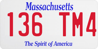 MA license plate 136TM4