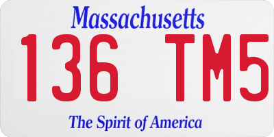 MA license plate 136TM5