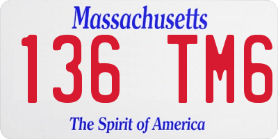 MA license plate 136TM6