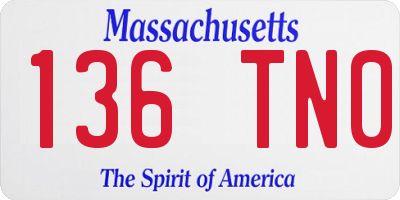 MA license plate 136TN0
