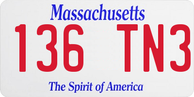 MA license plate 136TN3