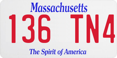 MA license plate 136TN4
