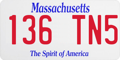 MA license plate 136TN5