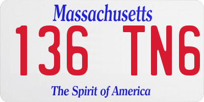 MA license plate 136TN6