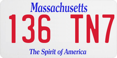 MA license plate 136TN7