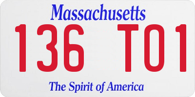 MA license plate 136TO1