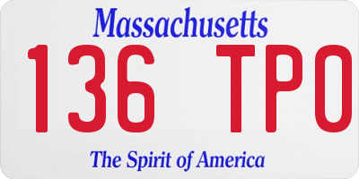 MA license plate 136TP0