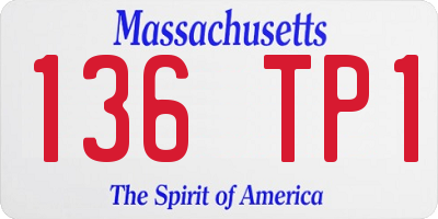 MA license plate 136TP1