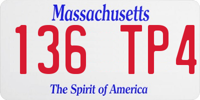 MA license plate 136TP4