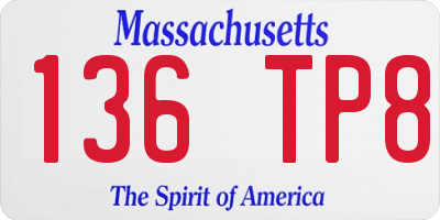 MA license plate 136TP8