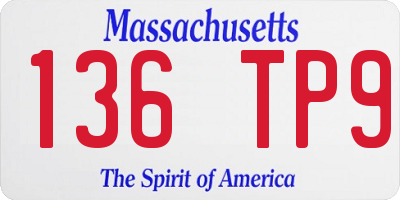 MA license plate 136TP9