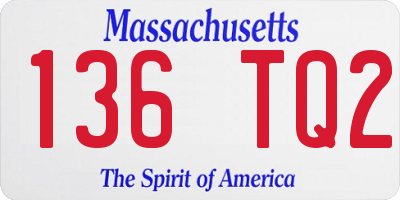 MA license plate 136TQ2