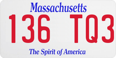 MA license plate 136TQ3