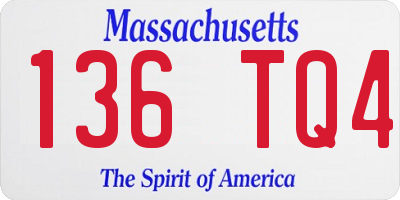 MA license plate 136TQ4
