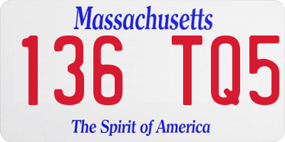 MA license plate 136TQ5