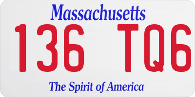 MA license plate 136TQ6