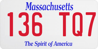 MA license plate 136TQ7
