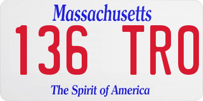 MA license plate 136TR0