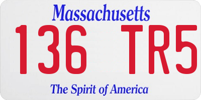 MA license plate 136TR5