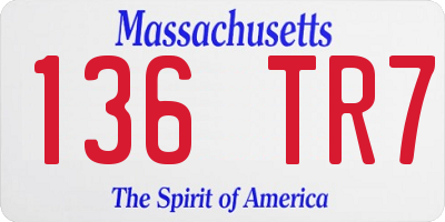 MA license plate 136TR7