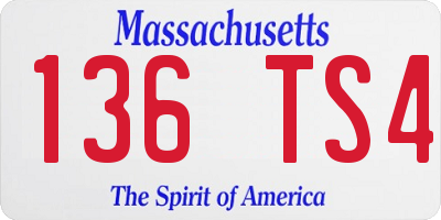 MA license plate 136TS4