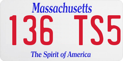 MA license plate 136TS5