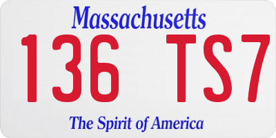 MA license plate 136TS7