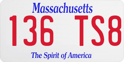 MA license plate 136TS8