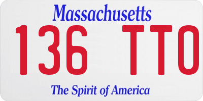 MA license plate 136TT0