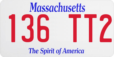 MA license plate 136TT2