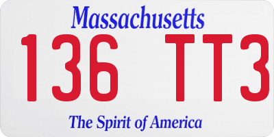 MA license plate 136TT3