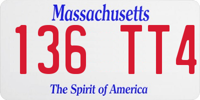 MA license plate 136TT4