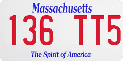 MA license plate 136TT5