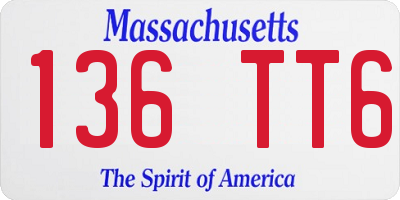 MA license plate 136TT6