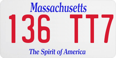 MA license plate 136TT7