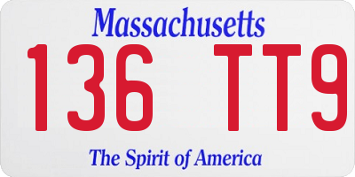 MA license plate 136TT9