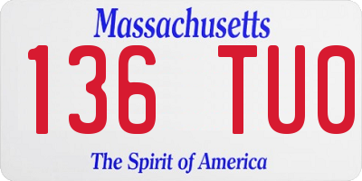 MA license plate 136TU0