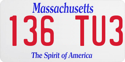 MA license plate 136TU3