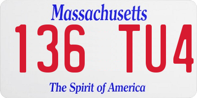 MA license plate 136TU4