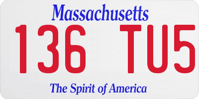 MA license plate 136TU5