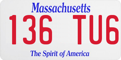 MA license plate 136TU6