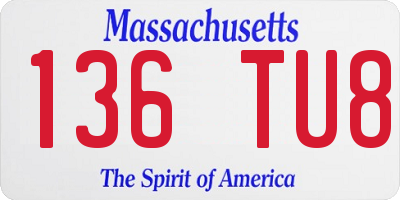 MA license plate 136TU8