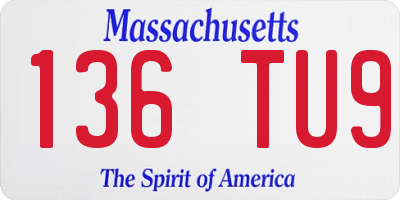 MA license plate 136TU9